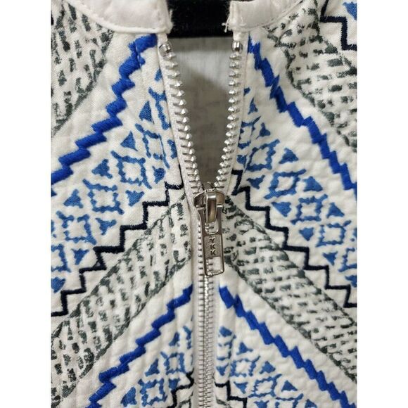 Guess Blue Skirt Set Sz Medium Tribal Print Short Zip Blazer Sz Large Skirt - Picture 7 of 10
